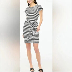 NWT J Crew Short Sleeve Striped Tie Waist T-shirt Dress Size Small